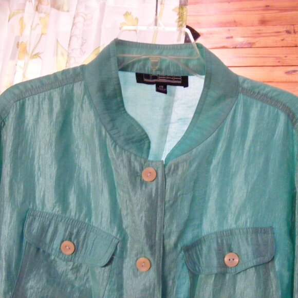 Ladies Size 1X Blue-green Coat Jacket Windbreaker by Unear - Picture 3 of 11